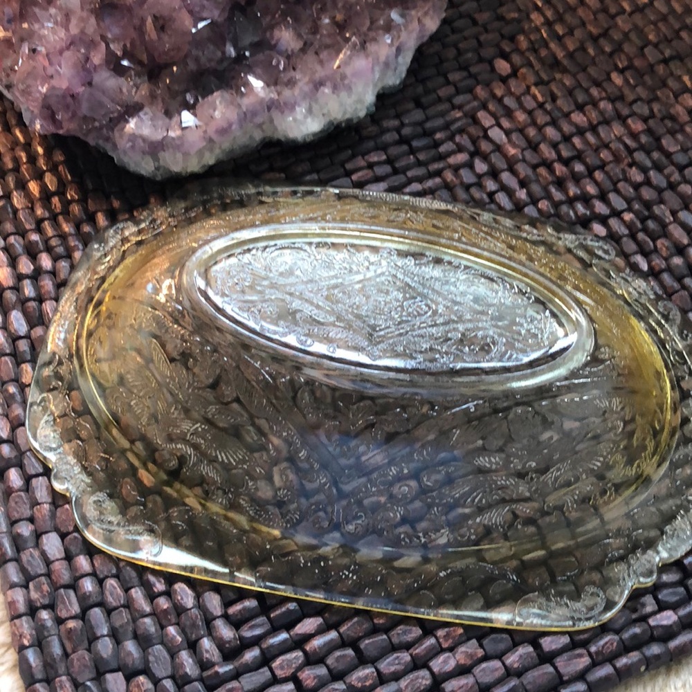 VTG Amber Depression Glass Serving Dish